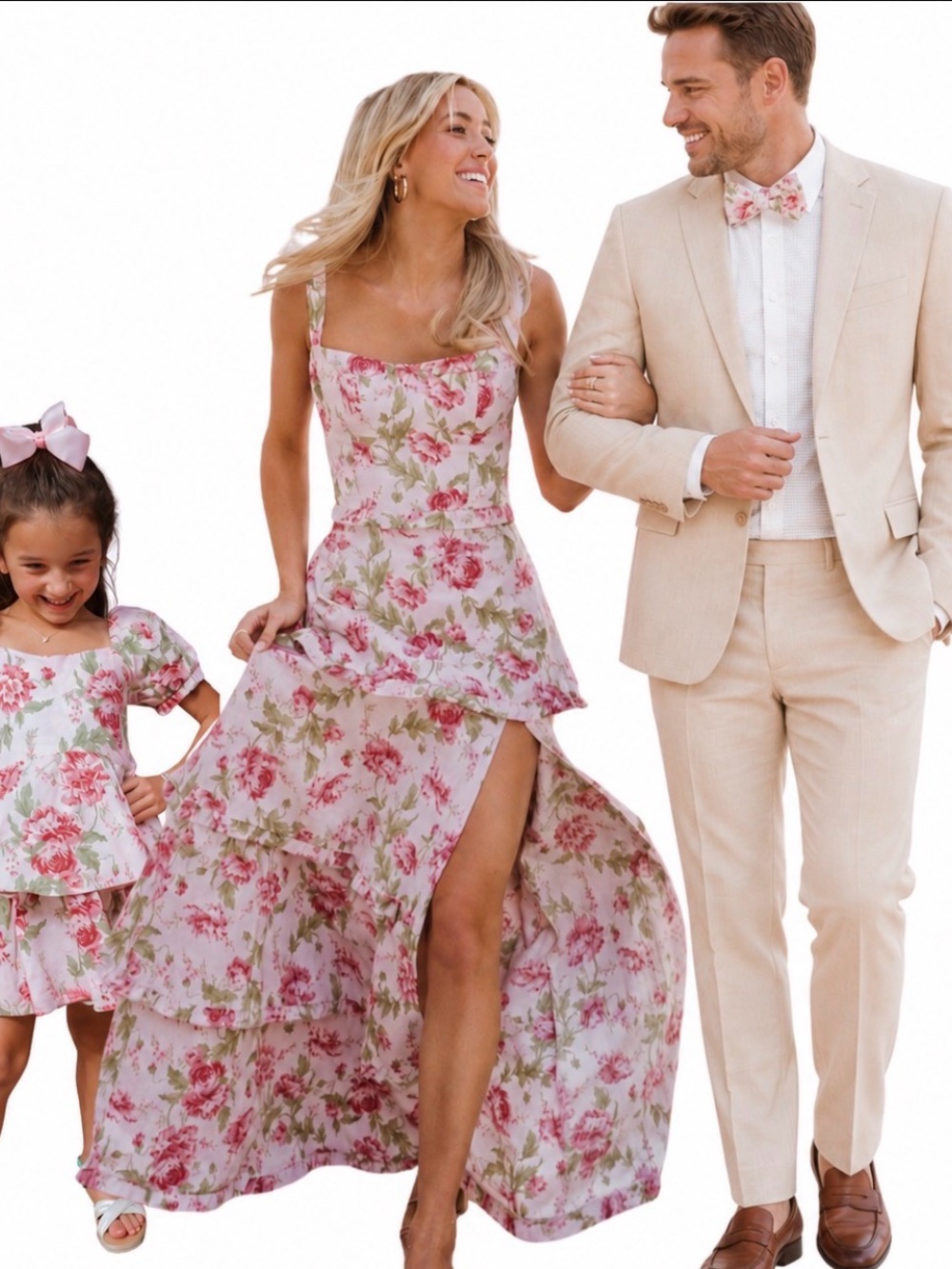 Family Matching Floral: S Dress, 4T Dress + Bow Tie